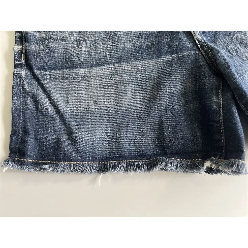 Women's Paige Premium Denim Shorts Mid Rise Raw Hem Relaxed Boyfriend SZ 25